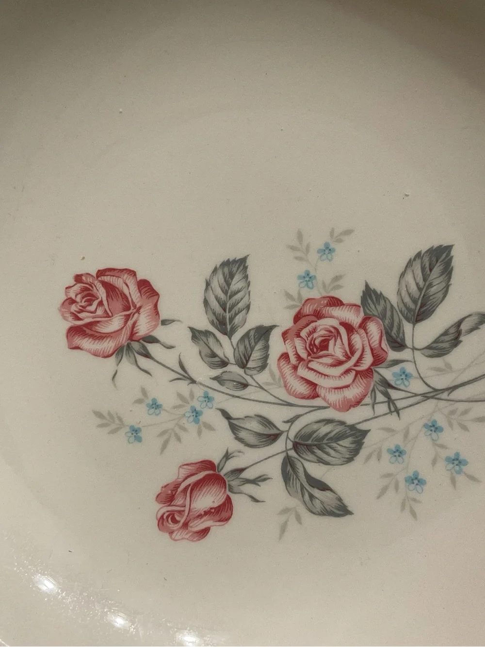 Vintage Floral Serving Bowl with Pink Rim. Set of 4